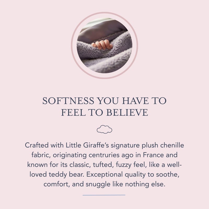 Little Giraffe Chenille Baby Blanket â€“ 29x35â€ Soft Chenille with Satin Trim, Lavender | Ultra-Soft, Gentle & Safe, Lightweight & Breathable for Newborns & Toddlers - Image 4